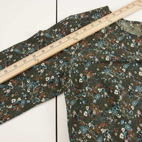 New Abercrombie & Fitch Long Sleeve Floral Green Paisley Shift Dress Womens L - Picture 6 of 11